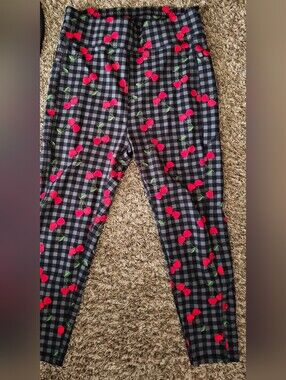 Black and grey gingham print with a red cherry pattern POP FIT 3XL